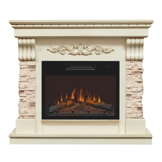 Электрокамин RealFlame Marseilles Luxe 24 WT белый дуб с золотой патиной с очагом Kendal 24