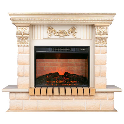 Электрокамин RealFlame Gracia 24/25,5 WT белый дуб с золотой патиной с очагом Irvine 24
