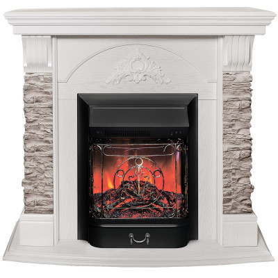 Электрокамин RealFlame Athena GR WT белый с очагом Majestic Lux Black