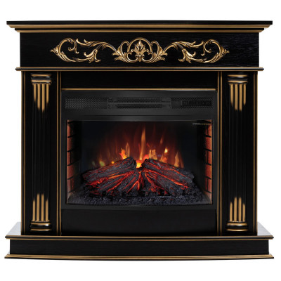 Электрокамин RealFlame Milano DN орех с золотом с очагом Firefield 25 S IR