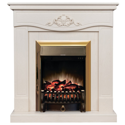 Электрокамин RealFlame Junona WT айвори с очагом Fobos Lux Brass