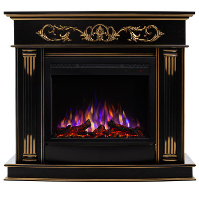 Электрокамин RealFlame Milano DN орех с золотом с очагом Saphir 25,5