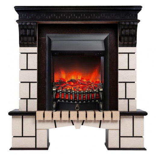 Электрокамин RealFlame Stone AO античный дуб с очагом Fobos Lux Black