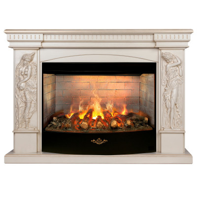 Электрокамин RealFlame Diva 33 WT белый дуб с золотой патиной с очагом 3D Firestar 33