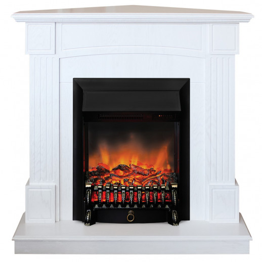 Электрокамин RealFlame Andrea Corner WT фактурный белый с очагом Fobos Lux Black RC