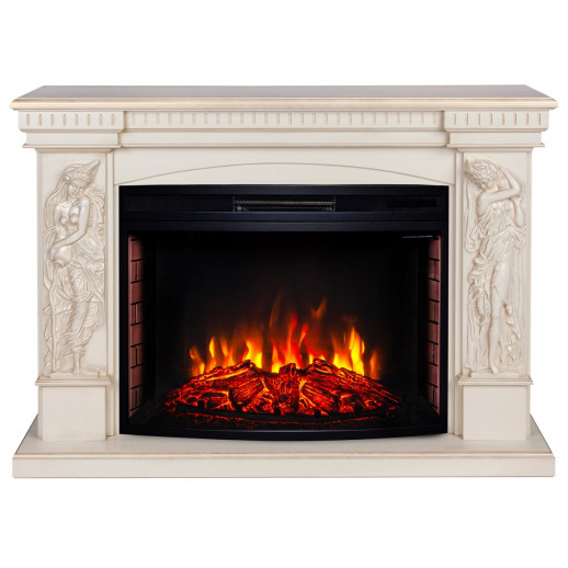Электрокамин RealFlame Diva 33 WT белый дуб с золотой патиной с очагом Firespace 33 S IR