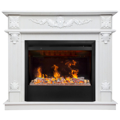 Электрокамин RealFlame Philadelphia 25,5/26 WT белое золото с очагом 3D Helios 26 SBG