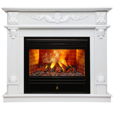Электрокамин RealFlame Philadelphia 25,5/26 WT белое золото с очагом 3D Novara