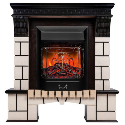 Электрокамин RealFlame Stone AO античный дуб с очагом Majestic Lux Black