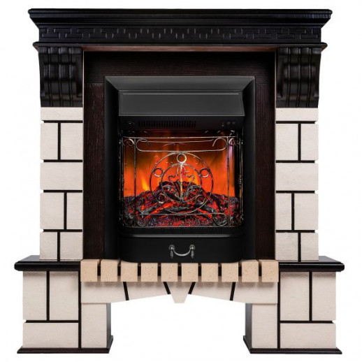 Электрокамин RealFlame Stone AO античный дуб с очагом Majestic Lux Black