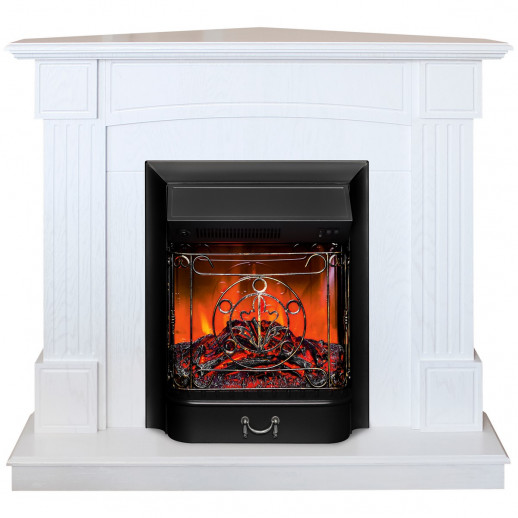 Электрокамин RealFlame Andrea Corner WT фактурный белый с очагом Majestic Lux Black