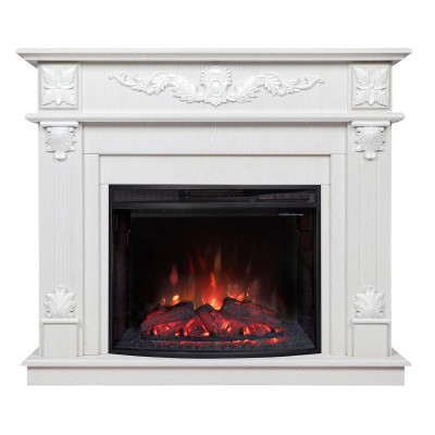 Электрокамин RealFlame Philadelphia 25,5/26 WT белое золото с очагом Evrika 25,5 LED