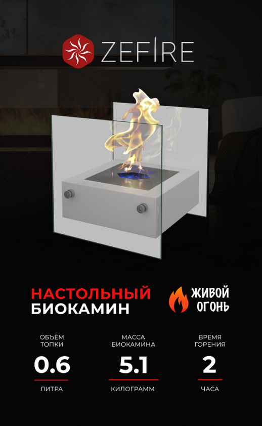 Биокамин Rubicon белый