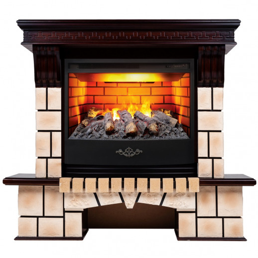 Электрокамин RealFlame Stone Brick AO античный дуб с очагом 3D Firestar 25,5