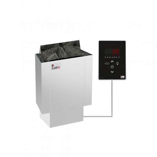 Электрическая печь SAWO NORDEX Mini NRMN-23Ni2-Z (2,3 кВт, внутри оцинковка, снаружи нержавейка), выносной пульт (встроенный блок мощности, пульт покупается отдельно)