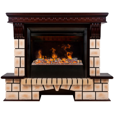 Электрокамин RealFlame Stone Brick AO античный дуб с очагом 3D Helios 26 SBG