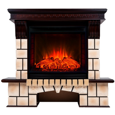 Электрокамин RealFlame Stone Brick AO античный дуб с очагом Evrika 25,5 LED