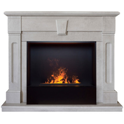 Электрокамин RealFlame Kellie 25,5/26 WT цвет белый камень с очагом 3D Cassette 630 Black Panel