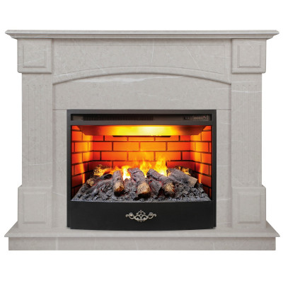 Электрокамин RealFlame Carolina 24/25,5 WT мрамор серый с очагом 3D Firestar 25,5