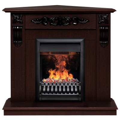 Электрокамин RealFlame Dominica Corner DN орех с очагом 3D Oregan