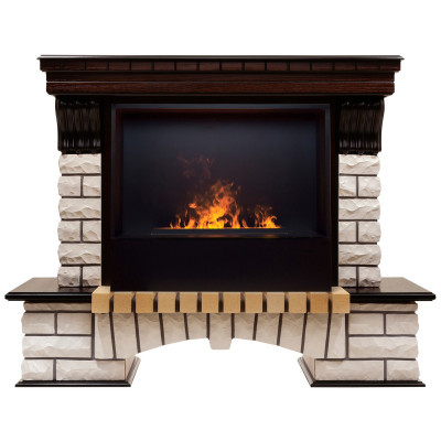 Электрокамин RealFlame Country 26 AO античный дуб с очагом 3D Cassette 630 Black Panel
