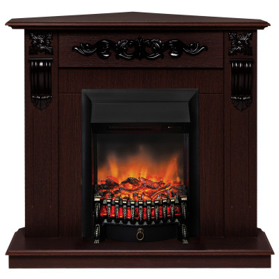 Электрокамин RealFlame Dominica Corner DN орех с очагом Fobos Lux Black RC