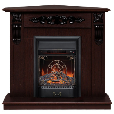 Электрокамин RealFlame Dominica Corner DN орех с очагом Majestic Lux Black