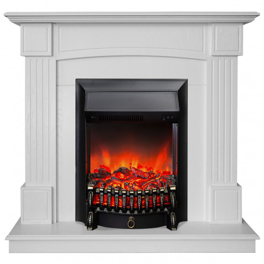 Электрокамин RealFlame Andrea WT фактурный белый с очагом Fobos Lux Black