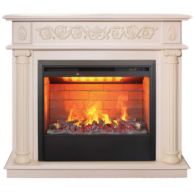 Электрокамин RealFlame Attica WT айвори с очагом 3D Helios 26