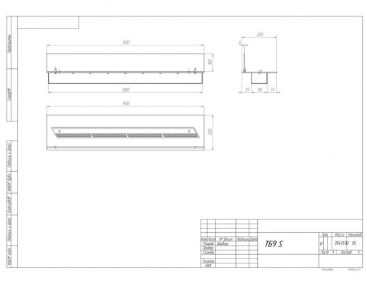 Топливный блок SteelHeat LINE GLASS 900