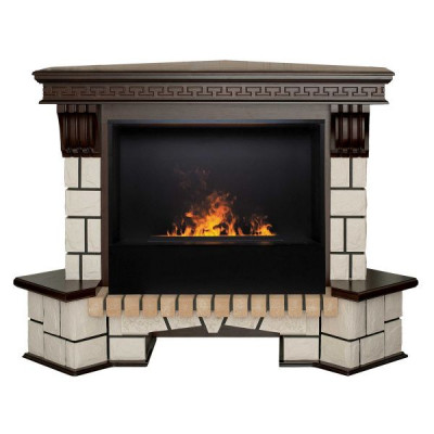 Электрокамин RealFlame Stone Coner AO античный дуб с очагом 3D Cassette 630 Black Panel