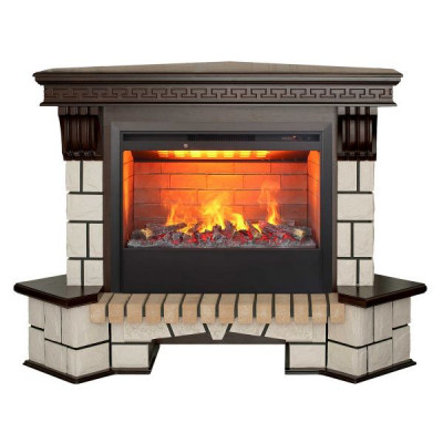 Электрокамин RealFlame Stone Coner AO античный дуб с очагом 3D Helios 26