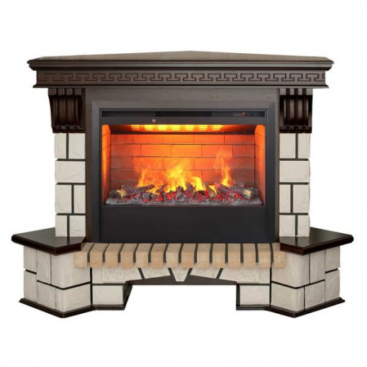 Электрокамин RealFlame Stone Coner AO античный дуб с очагом 3D Helios 26