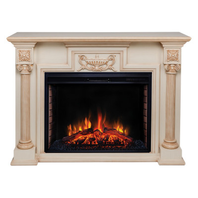 Электрокамин RealFlame London 33 WT белый дуб с бронзовой патиной с очагом Epsilon 33