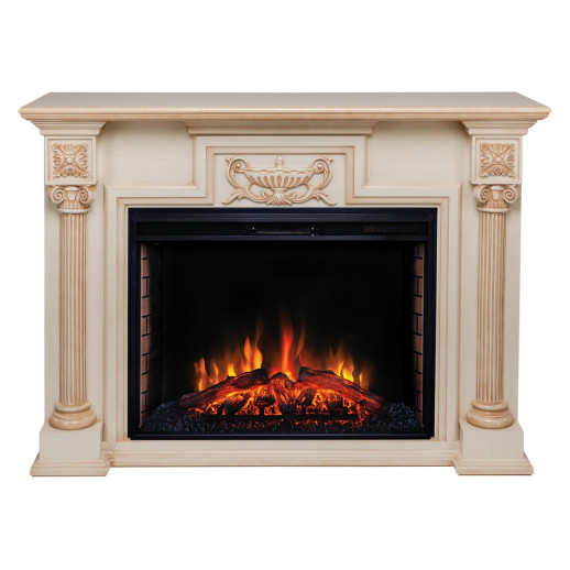 Электрокамин RealFlame London 33 WT белый дуб с бронзовой патиной с очагом Epsilon 33
