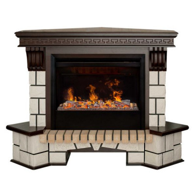 Электрокамин RealFlame Stone Coner AO античный дуб с очагом 3D Helios 26 SBG