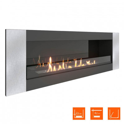 Биокамин в нишу SteelHeat LONG-V 1200 Small (Стекло + Стемалит)