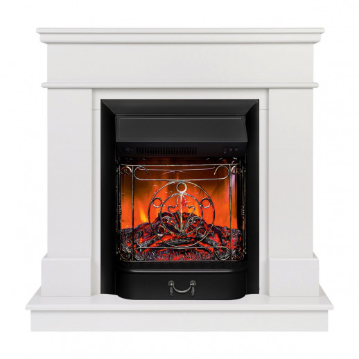 Электрокамин RealFlame Selena STD WT молочный с очагом Majestic Lux Black
