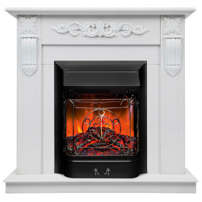 Электрокамин RealFlame Dominica DN белый матовый с очагом Majestic Lux Black