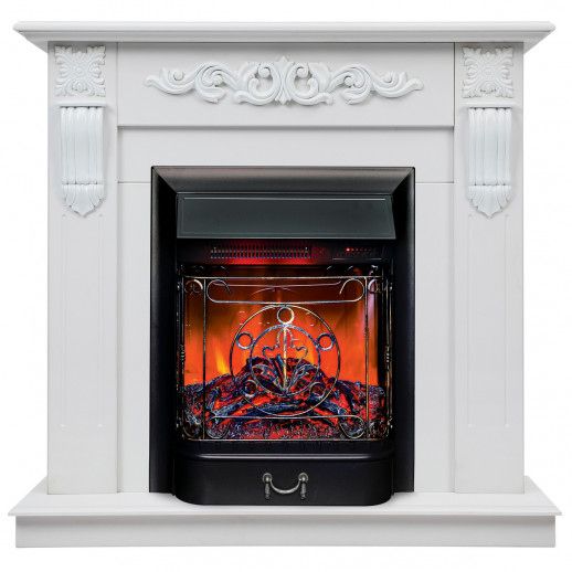 Электрокамин RealFlame Dominica DN белый матовый с очагом Majestic Lux Black RC