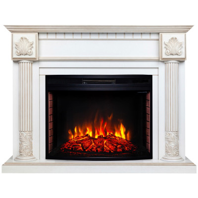 Электрокамин RealFlame Imperia 26/33 WT белый дуб с золотой патиной с очагом Firespace 33 S IR