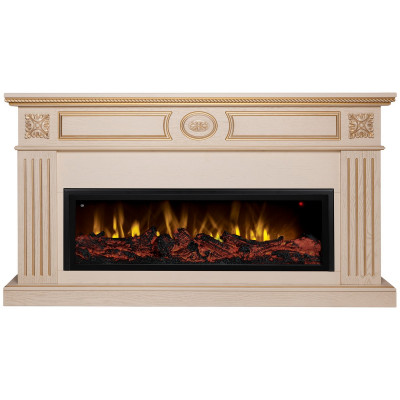 Электрокамин RealFlame Siena 42/BV WT белый дуб с золотой патиной с очагом Beverly 1000