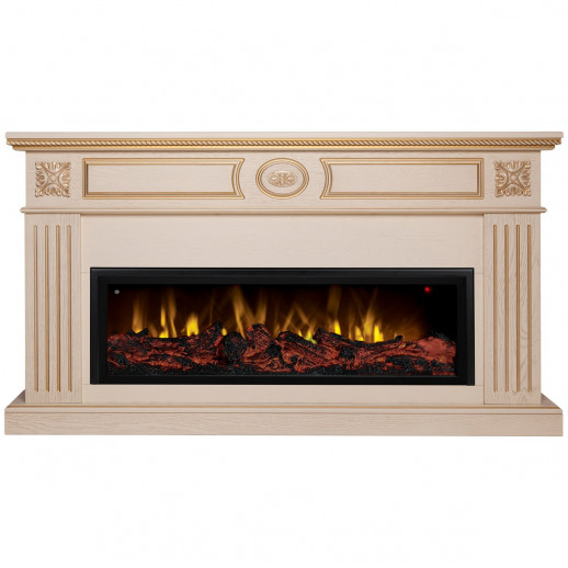 Электрокамин RealFlame Siena 42/BV WT белый дуб с золотой патиной с очагом Beverly 1000
