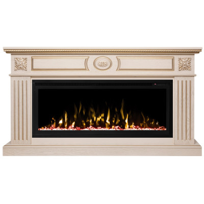 Электрокамин RealFlame Siena 42/BV WT белый дуб с золотой патиной с очагом Saphir 42