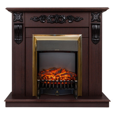 Электрокамин RealFlame Dominica DN орех с очагом Fobos Lux Brass