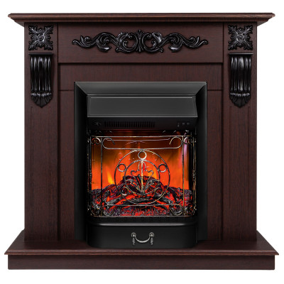 Электрокамин RealFlame Dominica DN орех с очагом Majestic Lux Black
