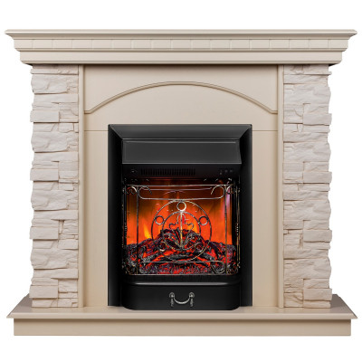 Электрокамин RealFlame Elford WT белый дуб с очагом Majestic Lux Black