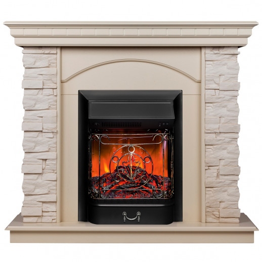 Электрокамин RealFlame Elford WT белый дуб с очагом Majestic Lux Black