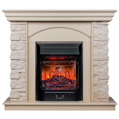 Электрокамин RealFlame Elford WT белый дуб с очагом Majestic Lux Black RC