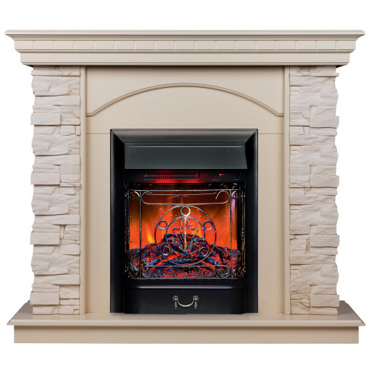 Электрокамин RealFlame Elford WT белый дуб с очагом Majestic Lux Black RC